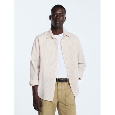 Free Assembly Men’s Linen Blend Shirt with Long Sleeves, Sizes S-3XL