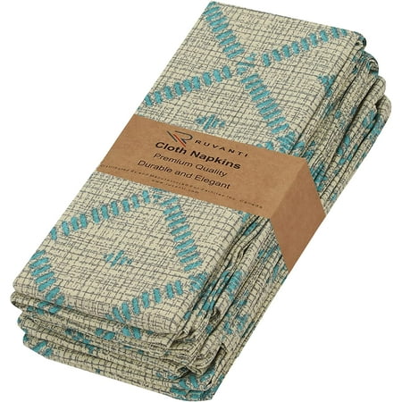 

Ruvanti Cloth Napkins 6 Pack 18x18 inch Dinner Napkins Soft & Absorbent 100% Cotton Napkins Cloth Washable & Reusable. Linen Napkin for Christmas Thanksgiving Dinner and Weddings Parties - Linear