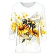 thumbnail image 5 of Vekome Bee Day Womens 3/4 Sleeve Tops Plus Size Shirts Loose Crewneck Holiday Tee Shirts Holiday Pullover Tops Yellow, 5 of 5