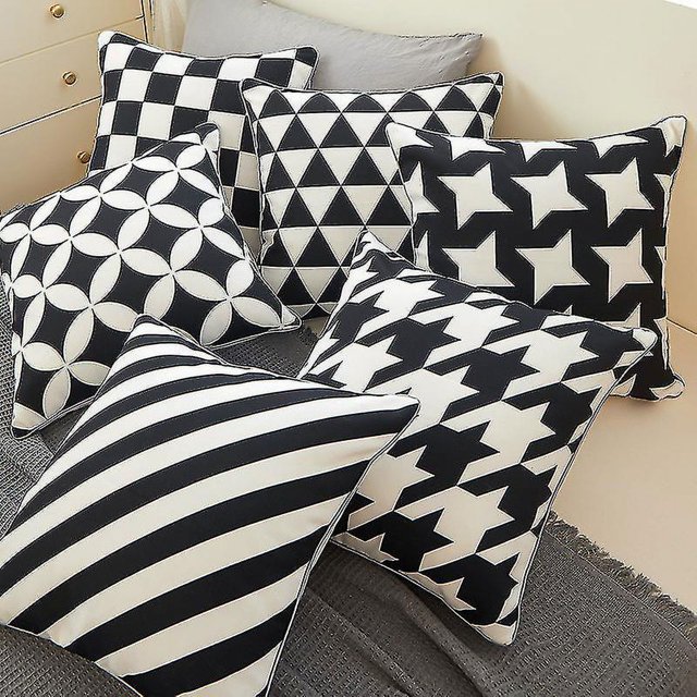 Juego de 6 fundas de cojín LzGUNGY diseño geométrico para decoración de sofá dormitorio cama jardín 45 x 45 cm
