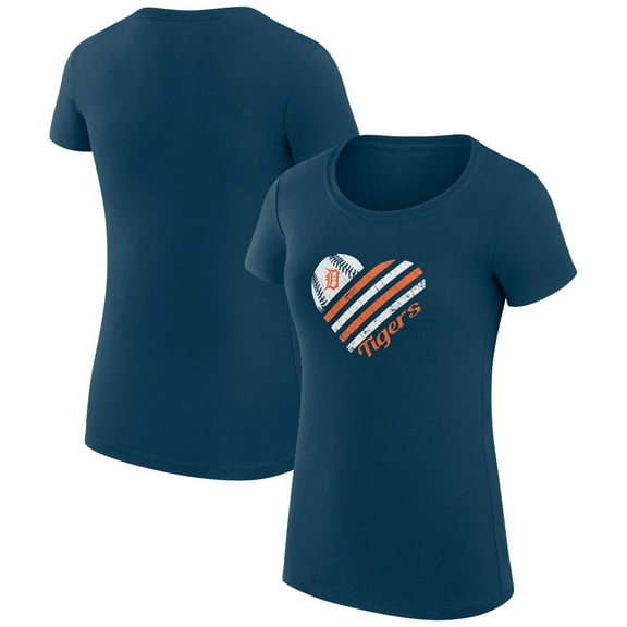 Women's G-III 4Her by Carl Banks  Navy Detroit Tigers Super-Slim Fit Lightweight Heart Graphic T-Shirt