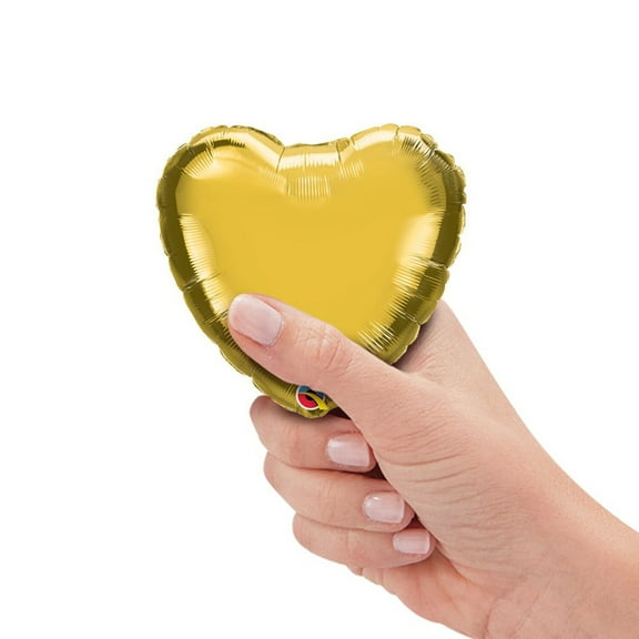 4 inch Mini Heart - Metallic Gold (Air-Fill Only) Foil Mylar Balloon - Party Supplies Decorations