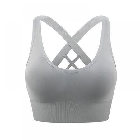 

Popvcly Women s Cross Back Sports Bra Basic Solid Wirefree Fitness Yoga Push up Underwear