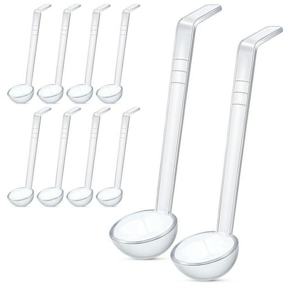 10 Pieces 7.8Inch 1Oz Clear Small Ladle Mini for Sauce Long Handle Plastic Punch Bowl Serving Spoons