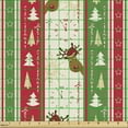 thumbnail image 2 of Christmas Sofa Upholstery Fabric by the Yard, Chinese Style Lettering Merry Christmas Deer Pines Stars Border Lines, Decorative Fabric for DIY and Home Accents, Green Dark Coral White by Ambesonne, 2 of 5