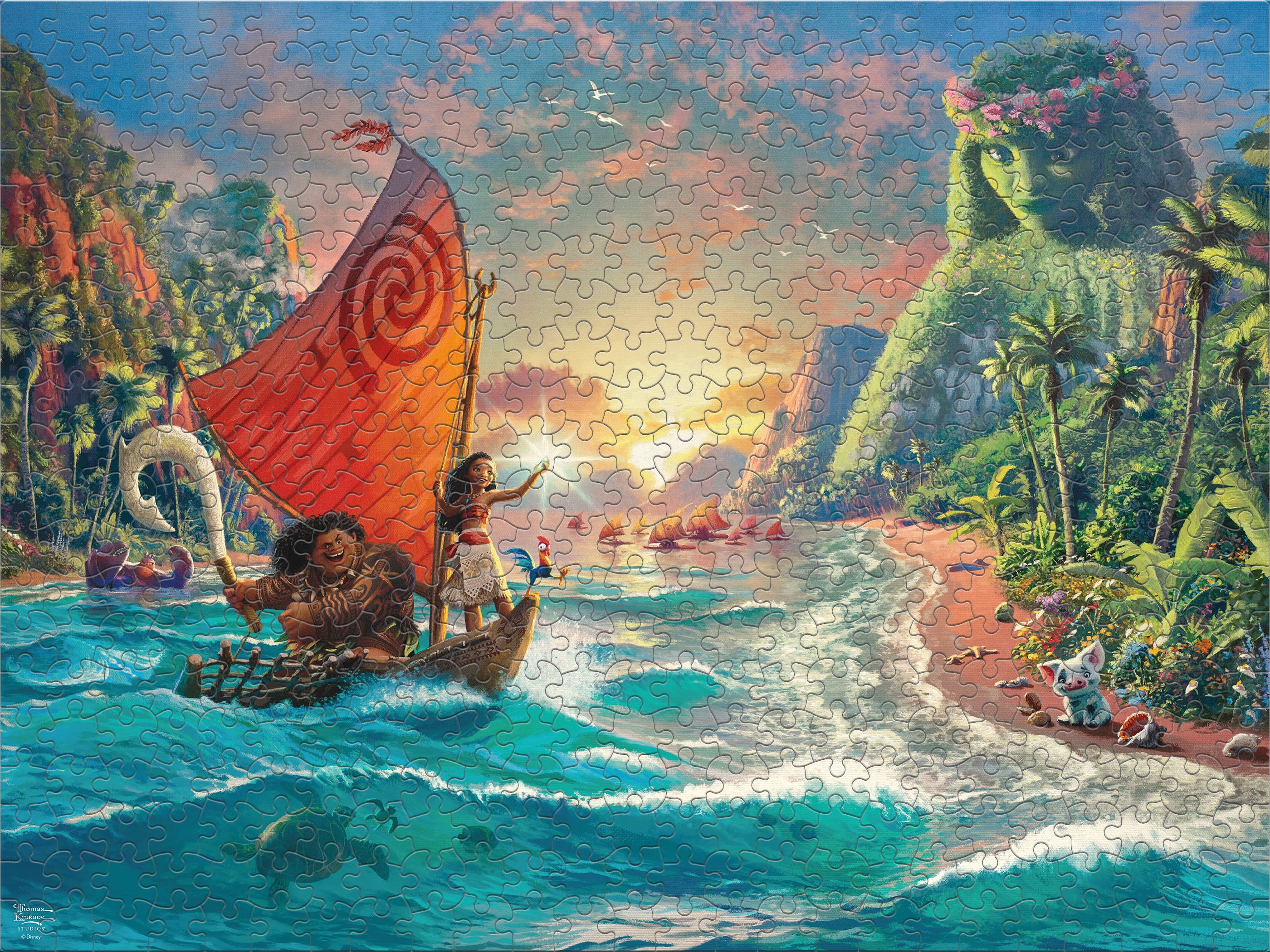 Ceaco 500piece foil thomas kinkade disney moana interlocking jigsaw puzzle  - walmart.com