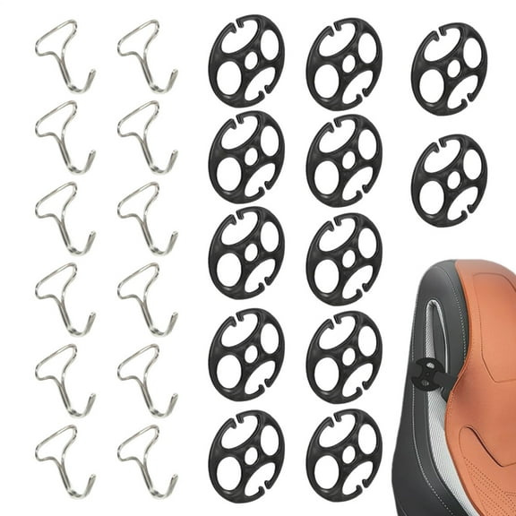 12 set Black Car Seat Cover Plum Plate Metal Hooks, Plastic Car Seat Covers Chucks Metal Hooks Locking Clip, Auto Seat Cover Hooks, for car Seat Accessories