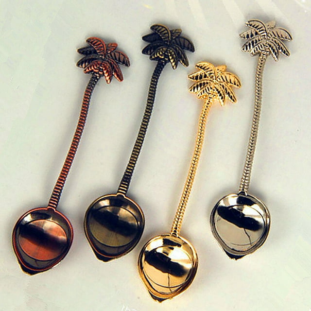 Coconut Tree Tea Coffee Spoon Ice Spoon Coconut Tree Cream Small Decoration Zine Alloy Gift for Bar Party