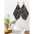 thumbnail image 2 of Boho Black Floral Kitchen Dish Towels for Drying Dishes Set of 2, Farmhouse Botanical Vintage Paisley Flower Waffle Weave Microfiber Hand Tea Bathroom Towels Quick Dry & Absorbent Towel 12x12, 2 of 7