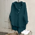 thumbnail image 6 of Lovskoo Summer Tops for Women 2024 Button Down Collared Long Sleeve Solid Color Buttons Trendy Dressy Blouses Casual Loose Comfy Tunic Tops Green, 6 of 8