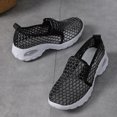 thumbnail image 5 of Women's Mesh Slip On Walking Shoes Breathable Non Slip Summer Wedge Loafers Comfortable Sneakers with Arch Support Black Size 7, 5 of 6