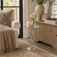 thumbnail image 3 of DecMode 16" x 29" Silver Aluminum Metal Pedestal Sea Horse Accent Table with Tray Top, 1-Piece, 3 of 10