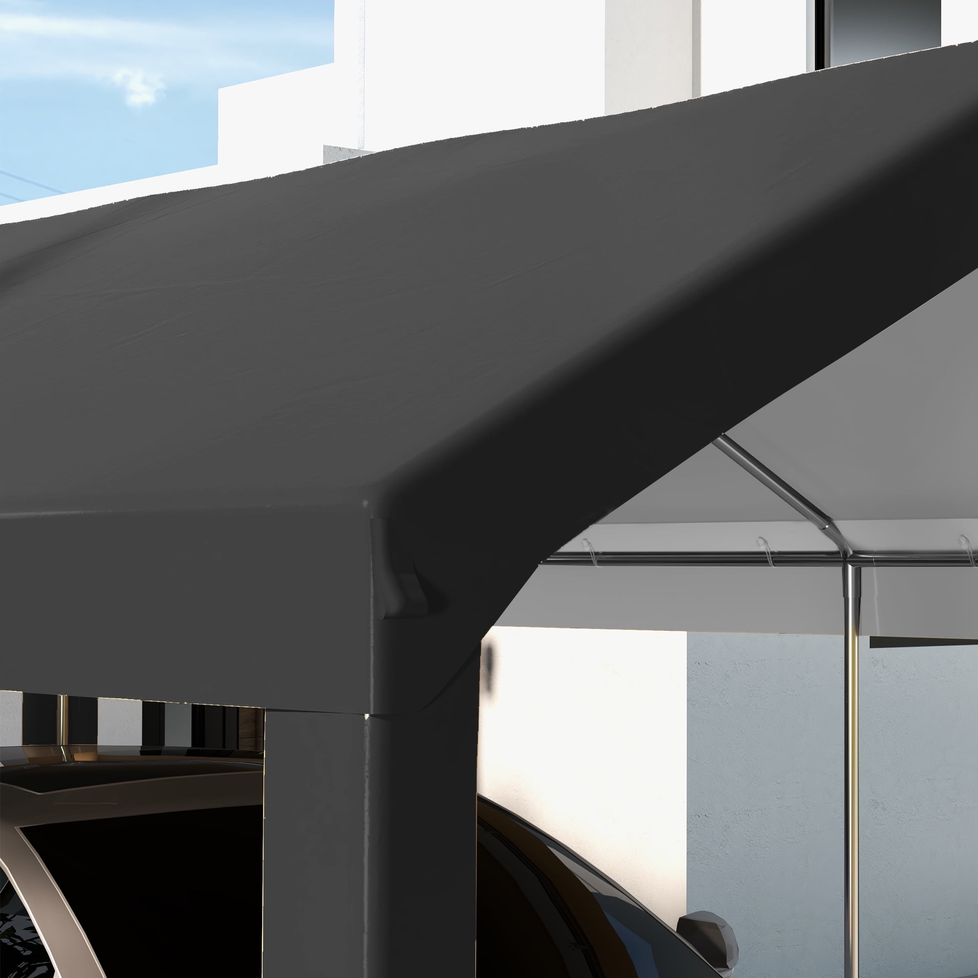 Homiyad 19.6' x 9.7' Carport Roof, UV Resistant Canopy Replacement, Fits 84C-378V00 and 84C-206 Series, Dark Gray