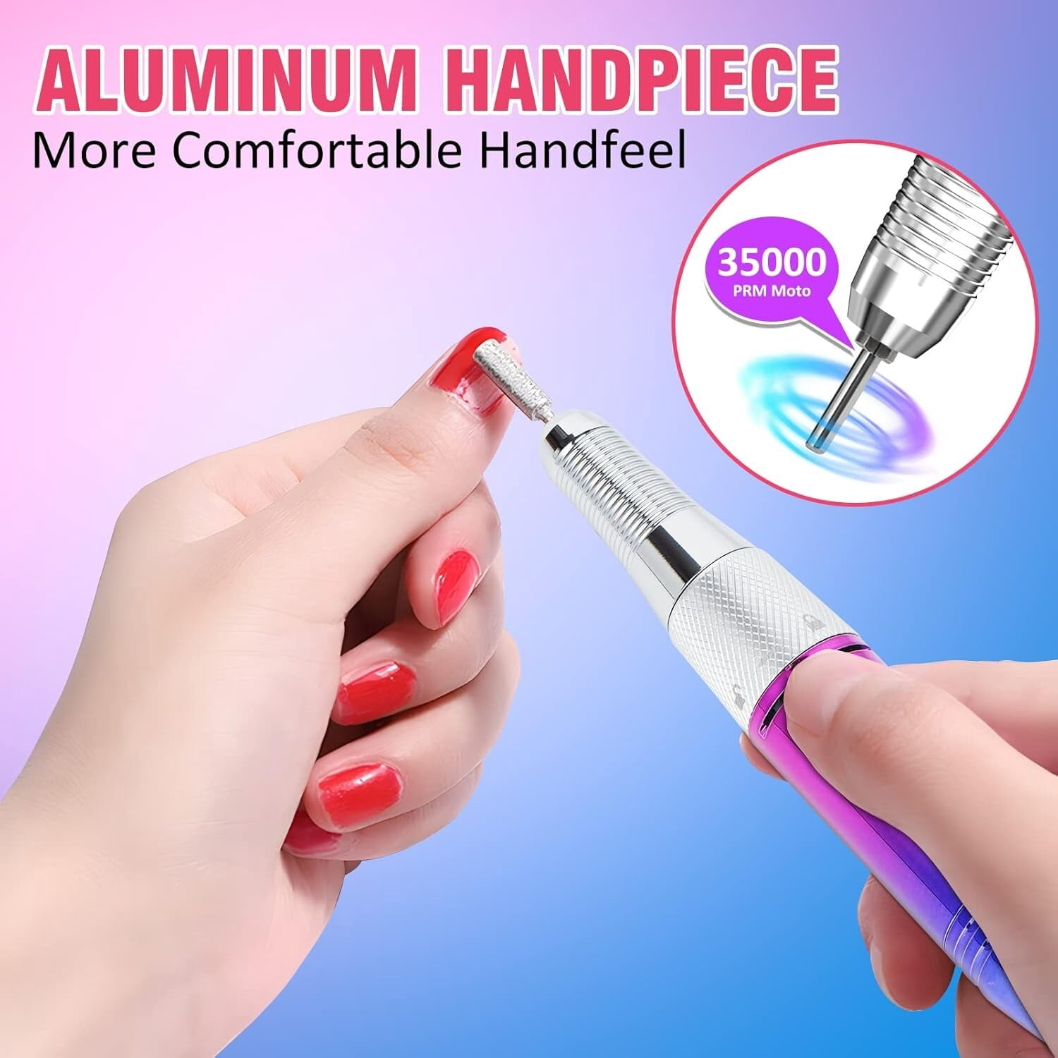 Professional Electric Nail Drill Machine, Gradient Color 35000 RPM Rechargeab...