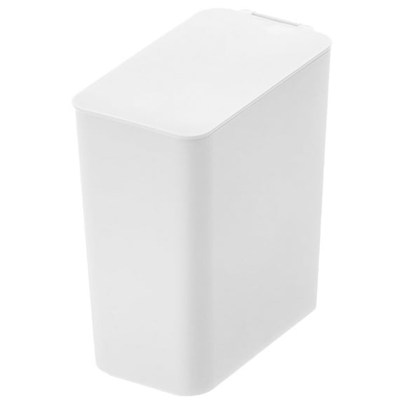Narrow Place Trash Can Countertop Garbage Bin Japanese-style with Cover Lid Small Desk Bathroom Organizer White Office