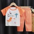 thumbnail image 2 of Zshosam Pajamas for Kids Girls Big Girls Button Down Pajama Set 2pcs Short Sleeve with Long Pants Sleepwear Size 3T 4T,(Orange 3-4 Years), 2 of 4