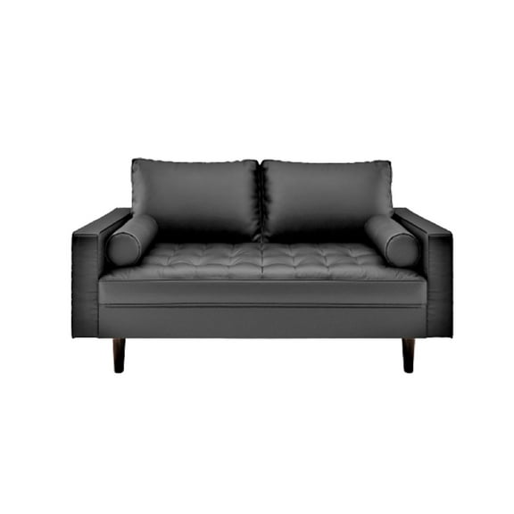 Uspridefurniture Darby 57.8'' Faux Leather Square Arm Loveseat,Black