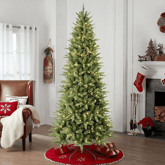 Makeatree 7 ft Pre-Lit Pencil Christmas Tree, Artificial Slim Xmas Tree with 1180 PE & PVC Mixed Branches, 400 LED Lights
