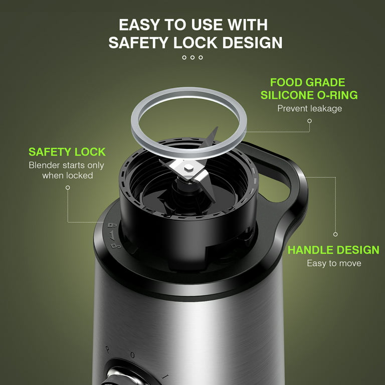 VIVEFOX Immersion Blender, HOPVISION 800W 6-In-1 Hand Blenders for kitchen  10-Speed Stainless Steel Stick Blender 