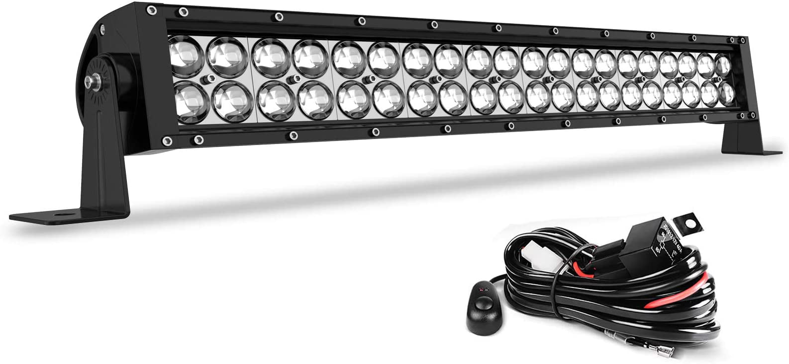Led Light Bar 24 Inch Straight Auto Work Light 4D 200W With 8Ft Wiring Harness..