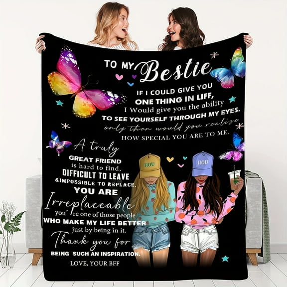 1pc Flannel Throw Blanket A Letter To My Best Friend Creative Blanket Suitable For All Seasons Warm Cozy Soft Blanket For Couch Bed Sofa Car Camping Travelling