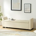 thumbnail image 2 of 57" Faxu Leather Storage Bench Upholstered Flared Arms Bed Foot Stool Entryway Hallway Bedroom Ivory, 2 of 6