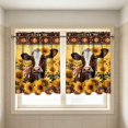 thumbnail image 2 of Sunflower Cow Print Kitchen Short Curtains, Rustic Farmhouse Rod Pocket Window Tier Curtains for Country Kitchen Cafe Window Decor, 2 of 7