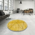 thumbnail image 4 of Ahgly Company Machine Washable Indoor Round Abstract Orange Area Rugs, 4' Round, 4 of 7
