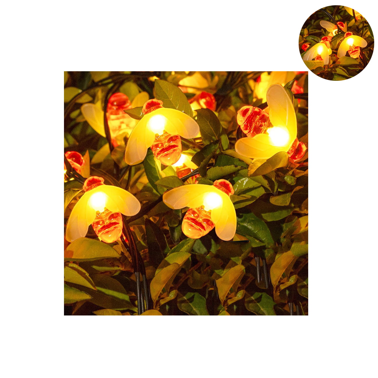 30 LED Bee Solar Party Fairy Outdoor String Lights For Patio & Garden Tree 