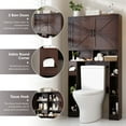 thumbnail image 3 of Vabches 35" W Over The Toilet Storage Cabinet with Toilet Paper Holder, Farmhouse Space-Saving Toilet Organizer with Lots of Shelves and Metal Handle, 3 of 9