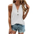thumbnail image 2 of Summer Women Tank Tops Plus Size Solid Color Button V-Neck Sleeveless Wide Straps Blouse Tank Tops For Women Casual Loose Dressy Women Trendy Going Out Tops, 2 of 5
