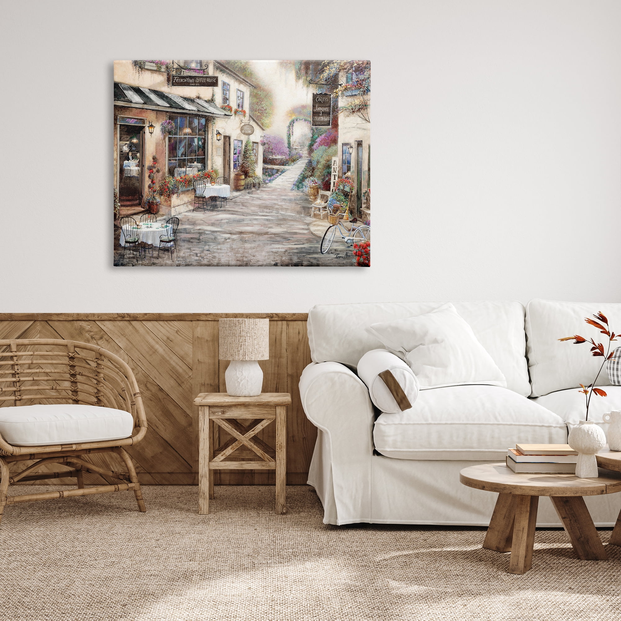 Stupell Indtries Traditional Village City Architecture Charming Bistro Scene,48 x 36,Design by Ruane Manning