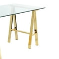 thumbnail image 4 of Benzara BM191635 Glass Writing Desk with Metal Sawhorse Style Legs - Gold & Clear - 30 x 55 x 30 in., 4 of 6