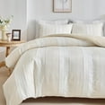 thumbnail image 2 of Striped Duvet Cover Blue King, Blue with White Striped Weave Pattern Bedding, Microfiber Soft Textured Duvet Cover Set with Zipper Closure and Corner Ties (Blue, King), 2 of 9