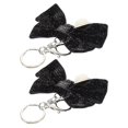thumbnail image 3 of Cute Bow Keychain Functional Accessory 2Pcs Black Cloth and Metal Design, 3 of 5