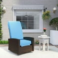 thumbnail image 3 of GVN Patio Lounge Chair,Outdoor Chaise Lounge Chair,Outdoor Wicker Swivel Recliner Chair, Lifting Footrest, 360° Rotating Basic, Water-resistant Cushions, Sky Blue, 3 of 10