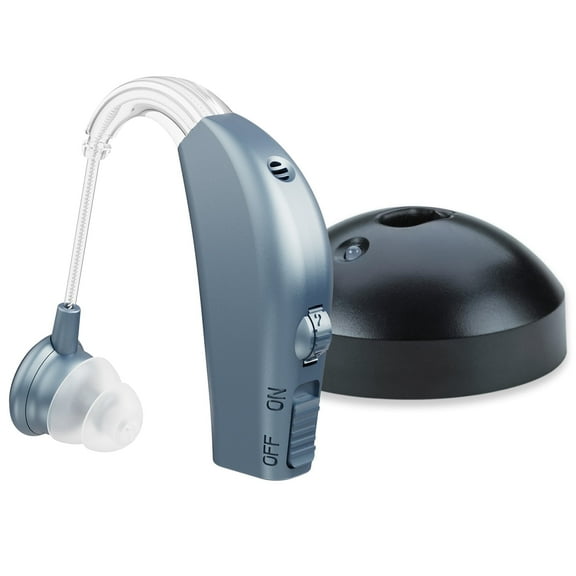 MEDca Rechargeable Hearing Aid for Seniors, Personal Sound Amplifier, Blue - Single Ear