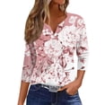 thumbnail image 2 of Women's Casual Short Sleeve Shirts 3/4 Sleeve Y2K Fashion Gradient Print Tee Summer Loose Top, 2 of 5