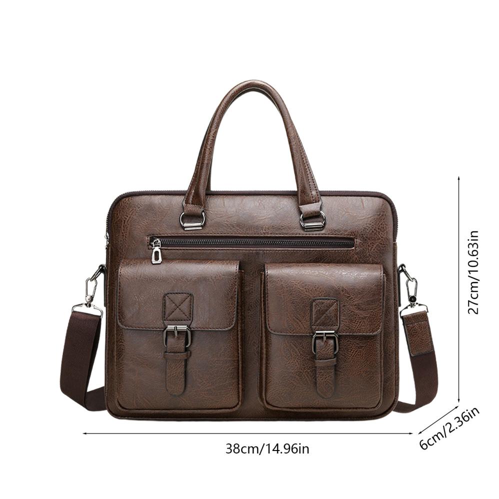 COM1950s Mens Crossbody Bag,Laptop Messenger Bag,Pu Leather Briefcase with Adjustable Strap,Spacious Work Bag for Business Travel and Daily Commute
