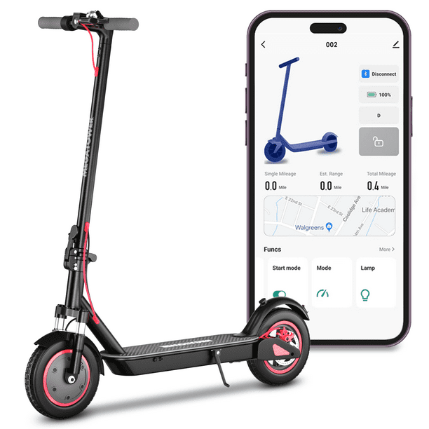 MADOG Electric Scooter, Rubber Tires, 19 Mph Max Speed, 11-16 Miles Long-Range, Portable Folding Commuting Scooter for Adults with APP, E- Scooter UL Certified, Black - Walmart.com