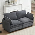 thumbnail image 2 of 69" Velvet Mid-Century Loveseat Sofa, 2 Seater Accent Loveseat Couch with Pocket Springs, Upholstered Loveseat with Armrest Bags for Living Room, Dark Gray, 2 of 9