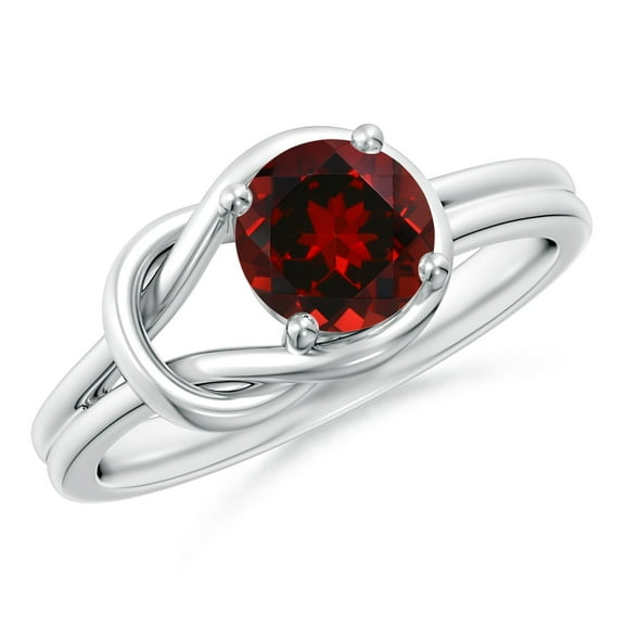 ANGARA Natural Solitaire 1 ct Garnet Infinity Knot Ring in 925 Sterling Silver for Women (Size-6mm) | January Birthstone, Birthday, Anniversary, Jewelry Gift for Women | Natural Garnet Ring