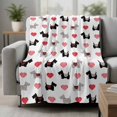 thumbnail image 2 of Cute Scotch Dogs Blanket Soft Cozy Warm Throw Blanket for Couch, Plush Fuzzy Flannel Fleece Blankets for Sofa, Red Heart Lovely Pets Bed Blankets Lightweight Gifts for Women, 50"x80", 2 of 9