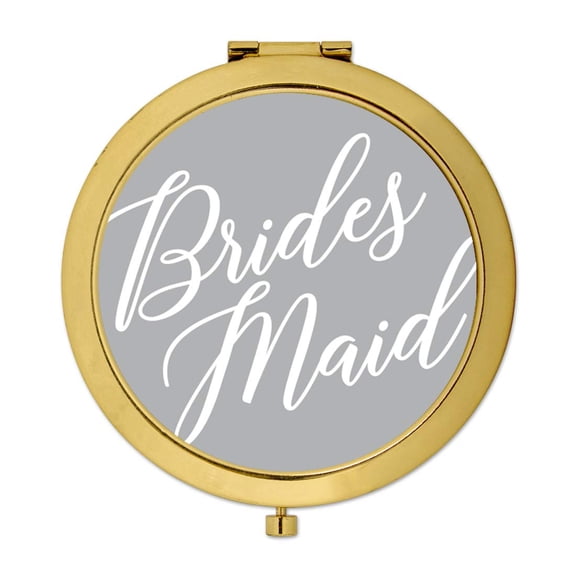 Koyal Wholesale Gold Compact Mirror Bridesmaid Wedding Gift, Gray, 1-Pack