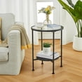 thumbnail image 5 of Round Side Table with Storage - Tempered Glass Top - Modern Design, 5 of 9