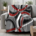 thumbnail image 2 of Grey Geometric Throw Blanket for Couch,Soft Lightweight Flannel Fleece Blanket,Modern Abstract Black White Red Striped Microfiber Plush All Season Decorative Blankets for Sofa Office Travel 40"x50", 2 of 9