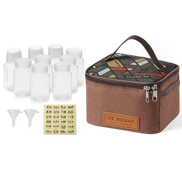 Ygjytge Especias Botella Condimento Tarros Organizador para Camping BBQ (Juego 9 Piezas Color Marrón Oscuro)