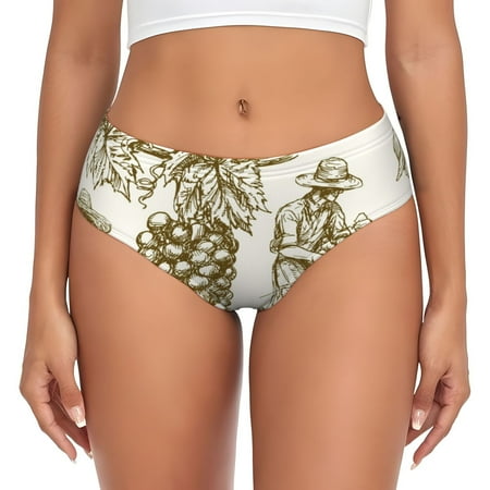 Sikiie Workers Cutting Grapes From Vineyard Women s High Waisted Cotton Underwear Soft Breathable Panties Stretch Briefs Seamless Ladies Panties-X-Small