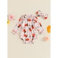 thumbnail image 2 of Suealasg Newborn Infant Girl Autumn Outfits Long Sleeve Crew Neck Flower Print Romper Bodysuit+Headband 3 6 9 12 18 Months Baby Girl Clothes, 2 of 7