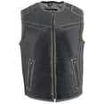 thumbnail image 5 of Milwaukee Leather MLM3536 Men's Distressed Grey Leather Collarless Motorcycle Rider Vest Medium, 5 of 7